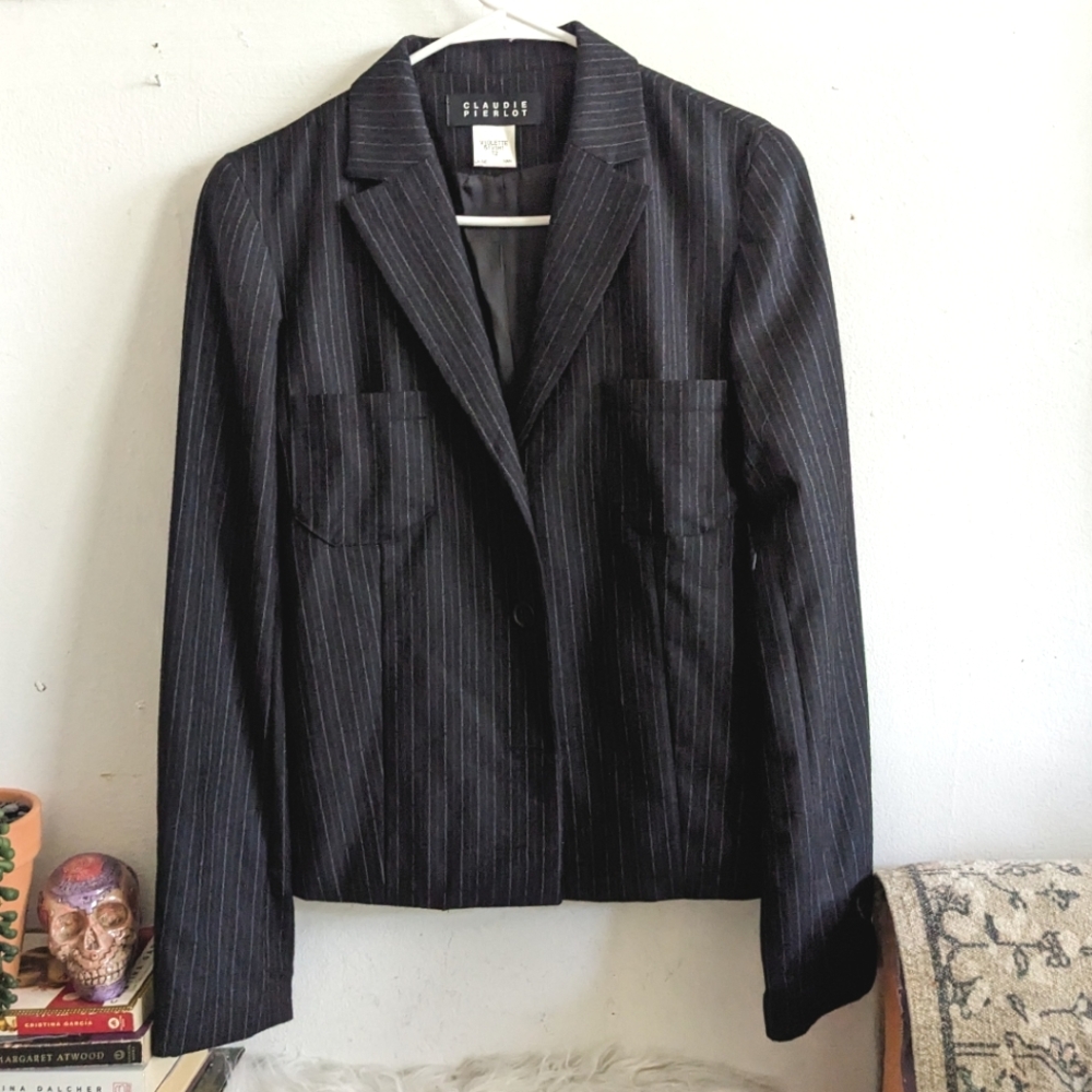 Chic Charcoal Wool Fitted Blazer Jacket | Claudie Pierlot XS/S